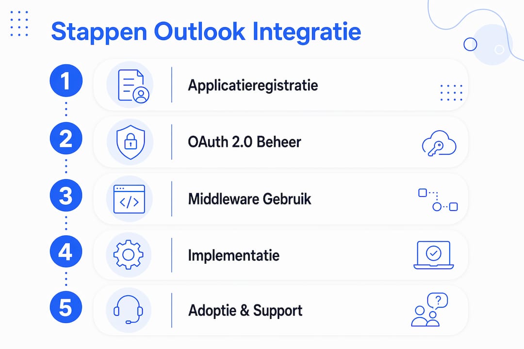 Infographic: de vijf stappen voor een succesvolle Outlook-integratie op een rij