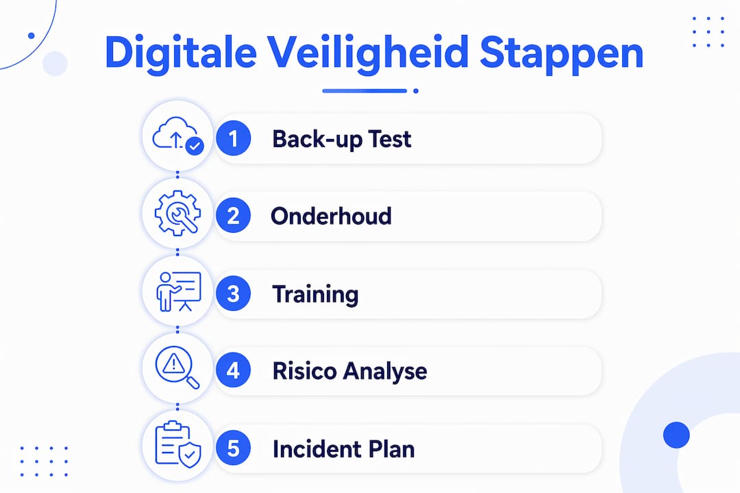 Infographic: vijf praktische stappen voor meer digitale veiligheid op school