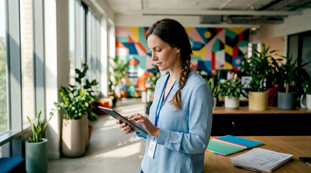 Een vrouwelijke IT-specialist houdt toezicht op het beheer van de levenscyclus.