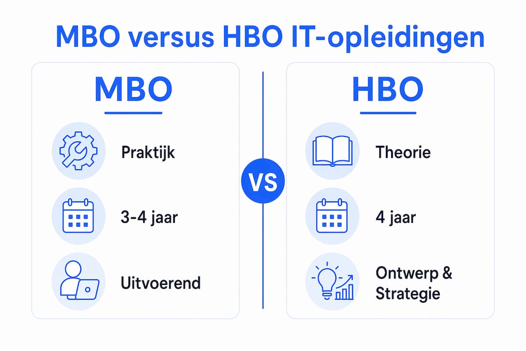 Infographic: de verschillen tussen MBO- en HBO-opleidingen in de IT op een rij