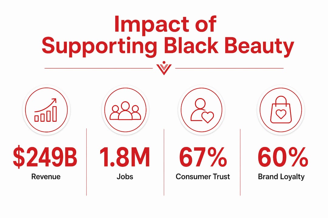 Infographic showing key impact statistics for Black beauty brands