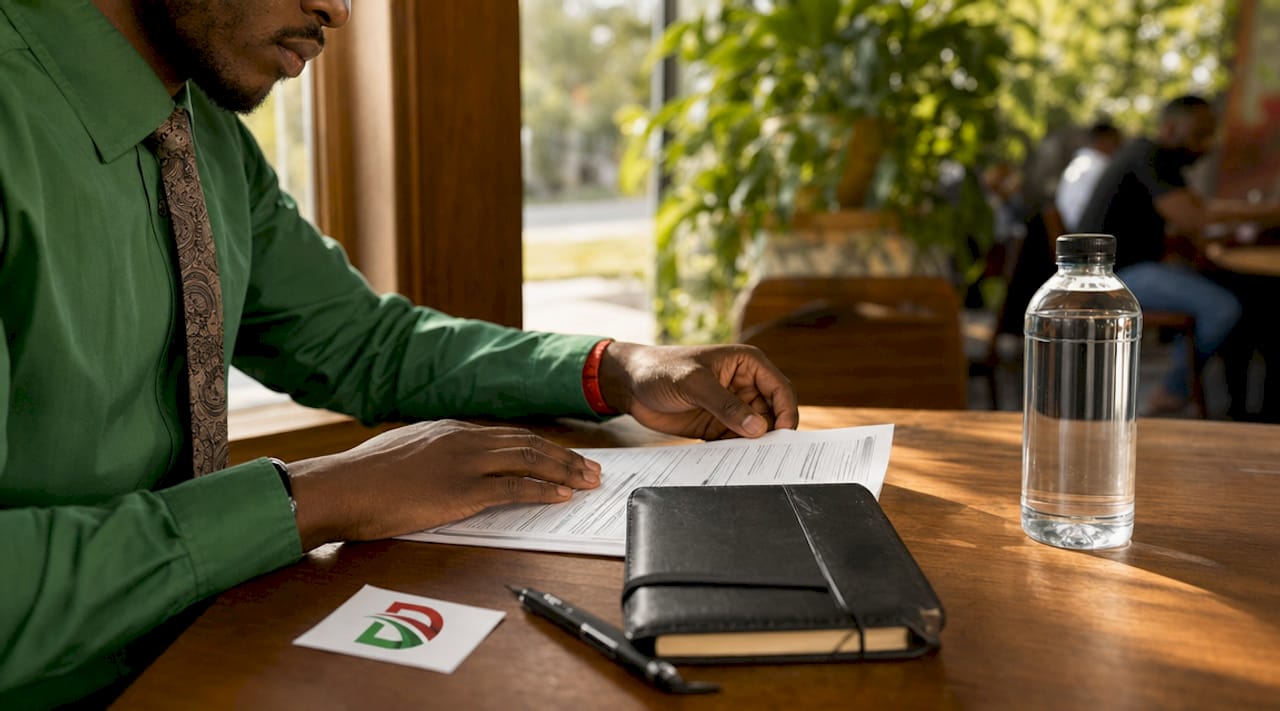 Hands arranging business registration documents