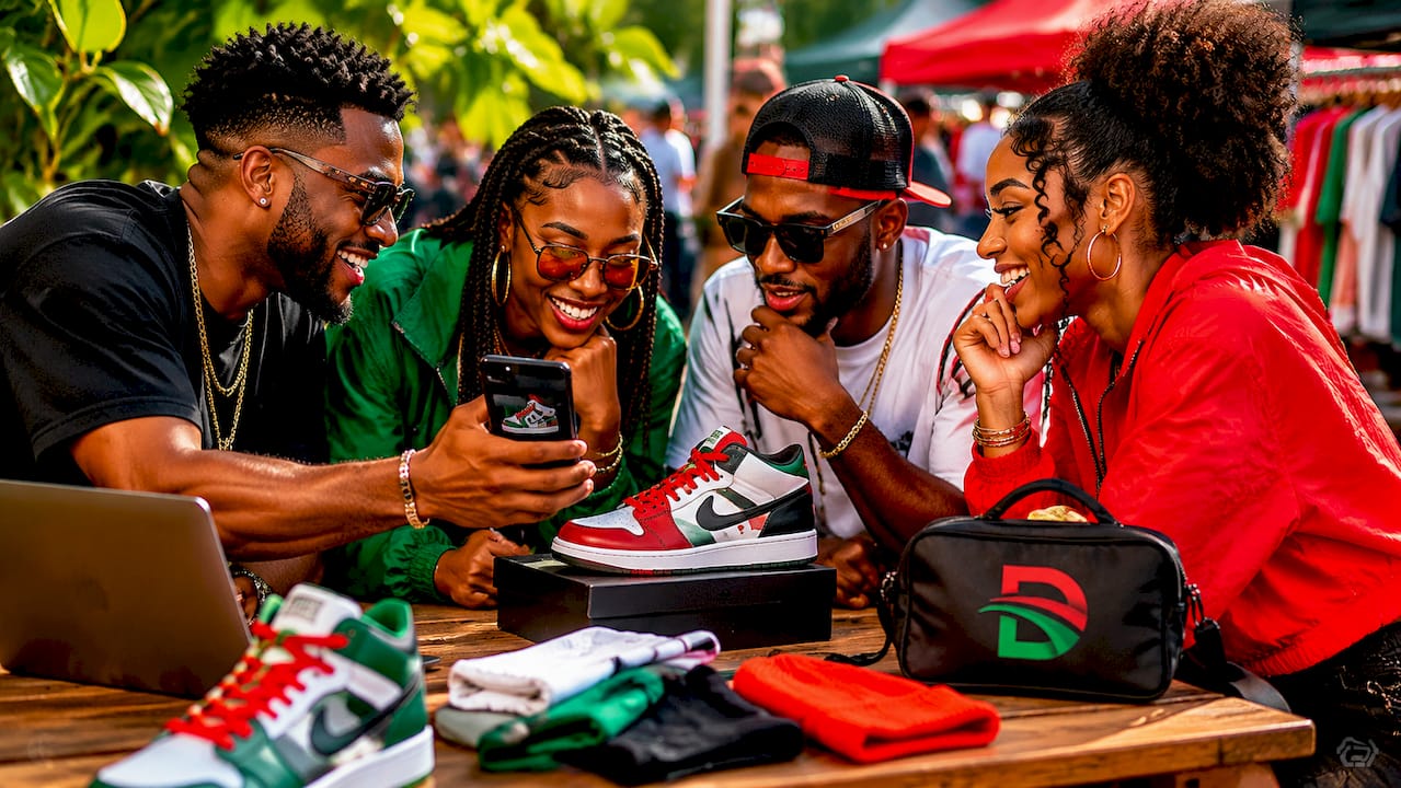 Group discussing limited fashion releases in café