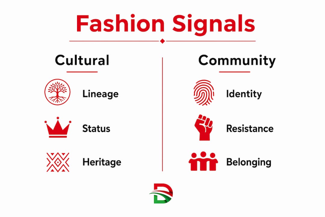 Infographic showing cultural vs community fashion meanings
