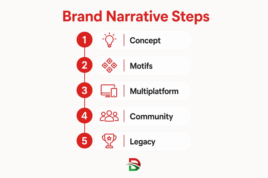 Infographic illustrating brand narrative steps