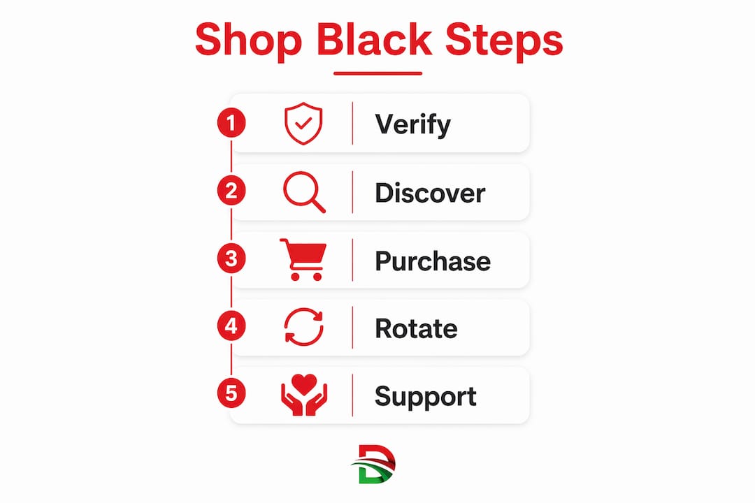 Infographic showing best practices to buy Black products