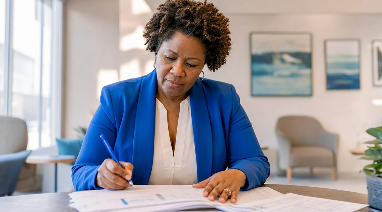 Clinician reviewing detox assessment documents