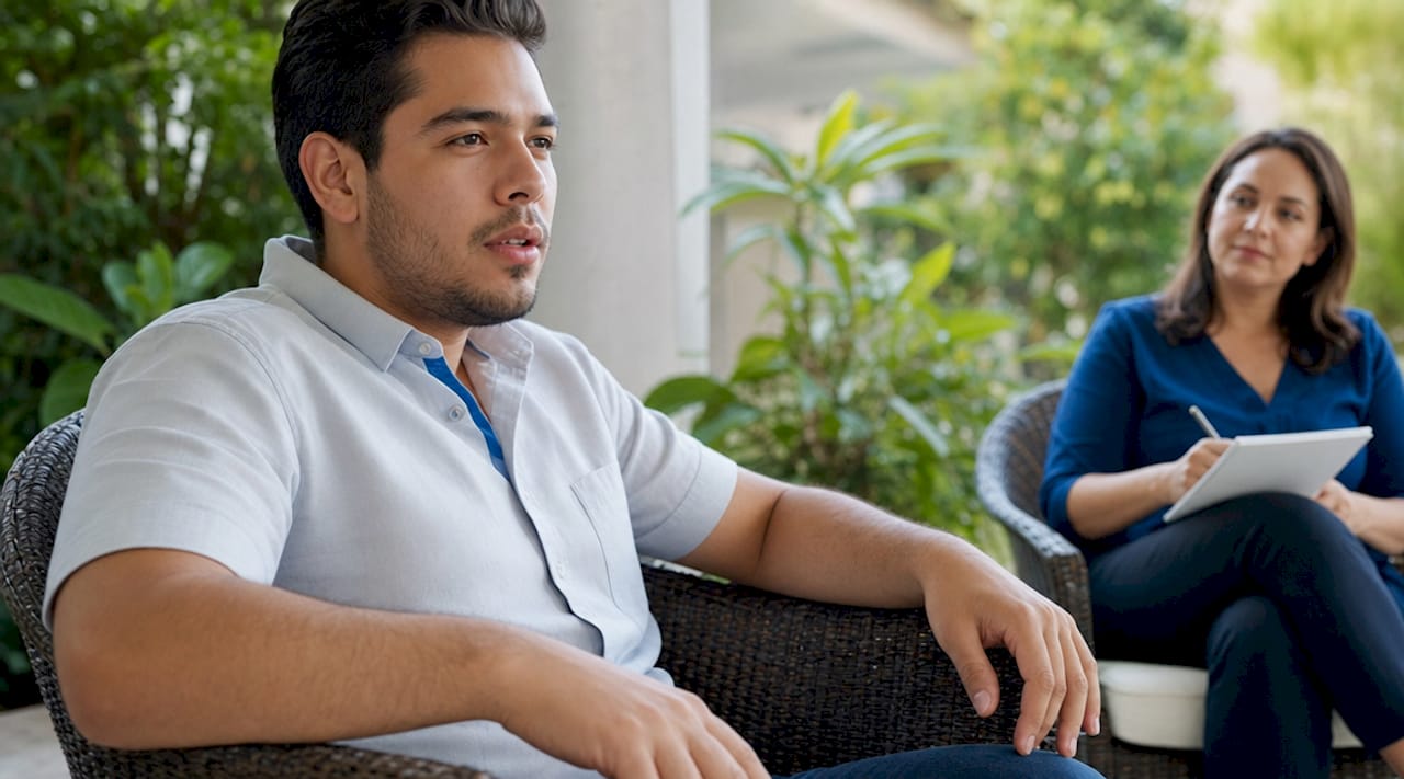 Patient during detox assessment conversation