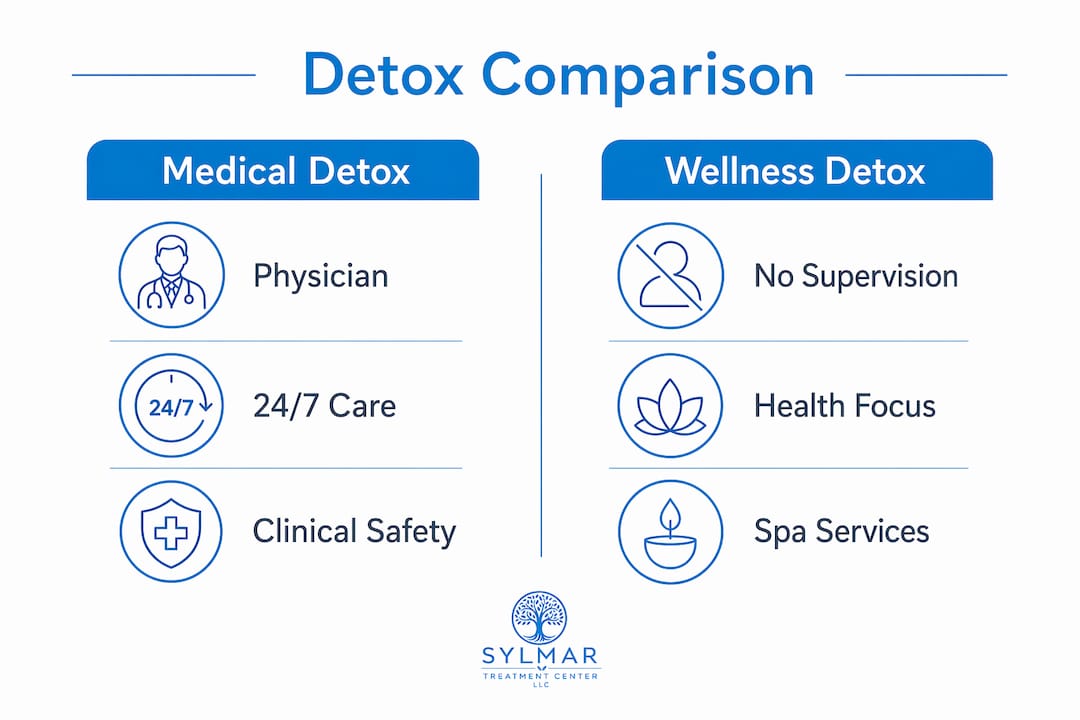 Infographic comparing medical and wellness detox centers