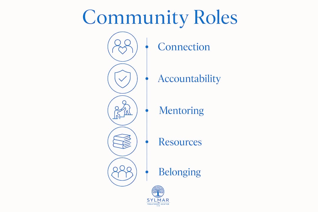 Infographic showing practical community roles in sobriety