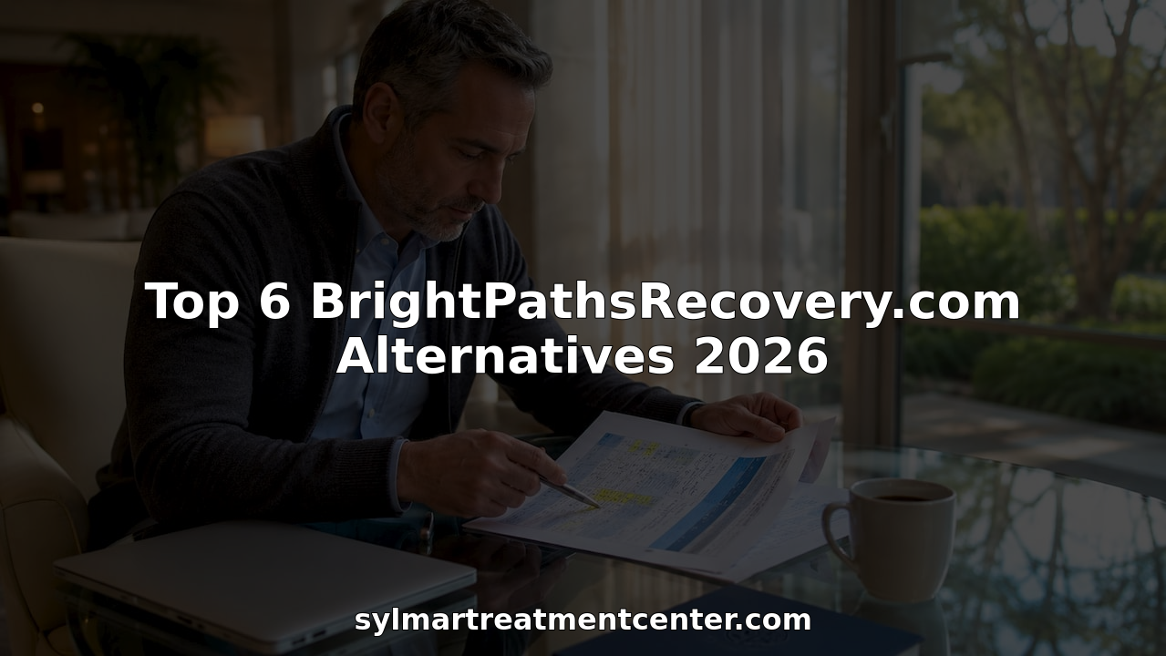 Person reviewing printed recovery center comparison chart