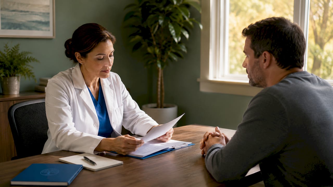 Doctor consulting patient about medical detox