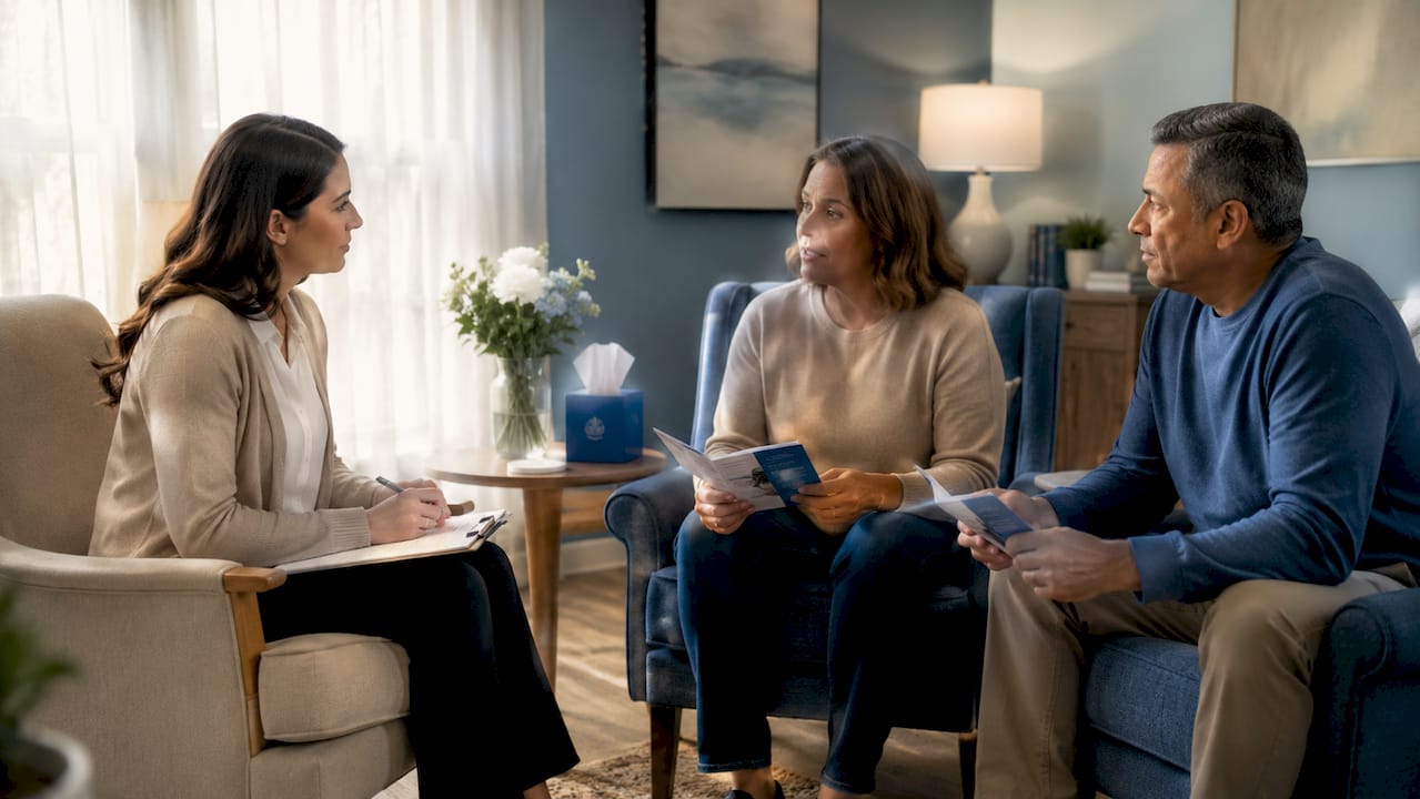 Therapist with couple during intake therapy