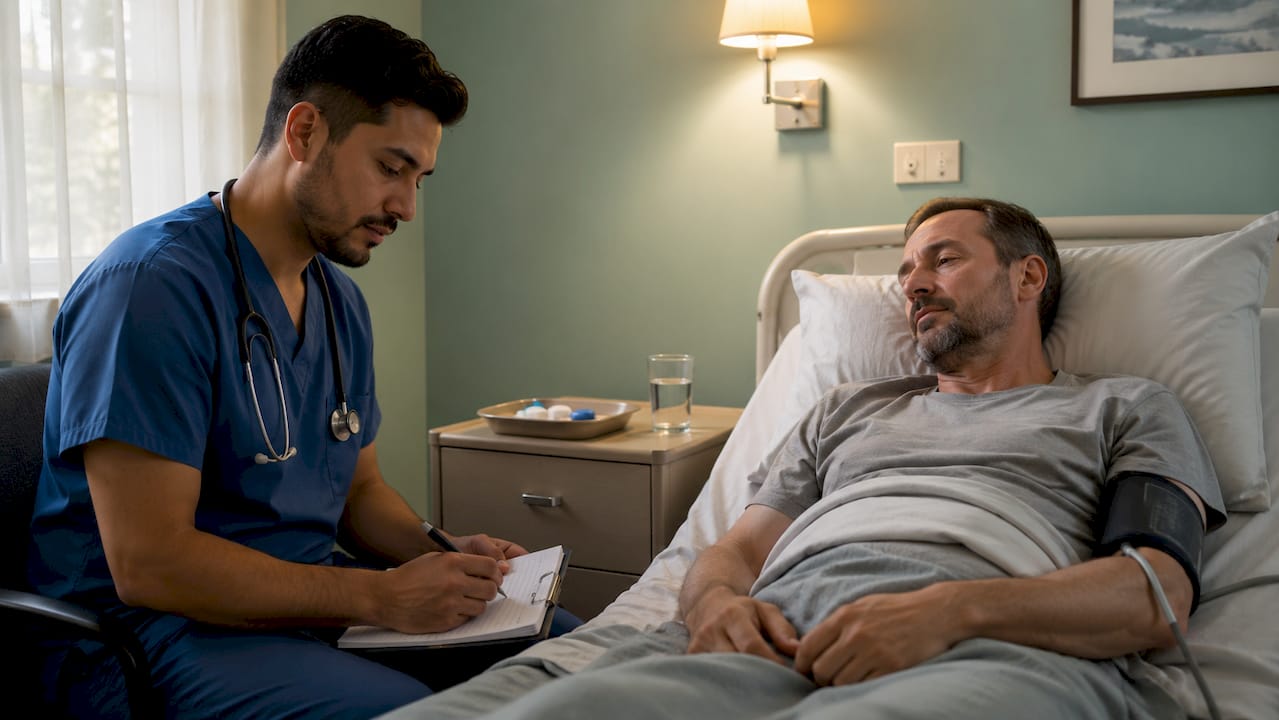 Nurse monitoring patient in detox unit