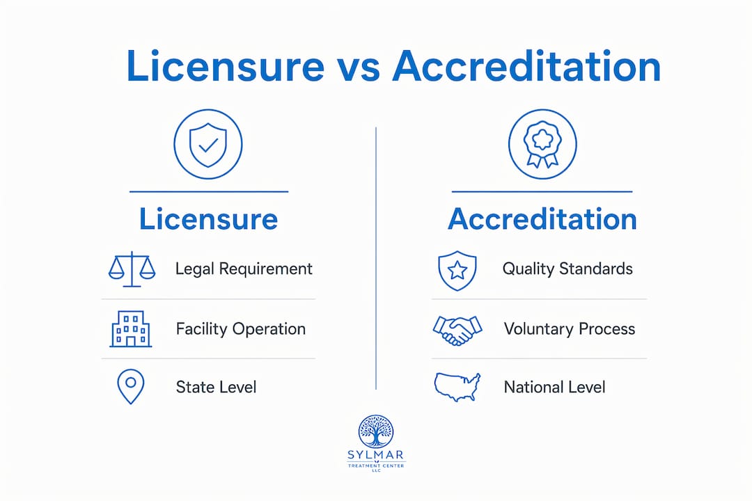Infographic comparing licensure and accreditation