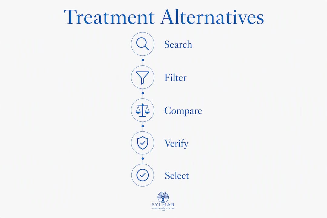 Infographic outlining steps to choosing treatment alternatives