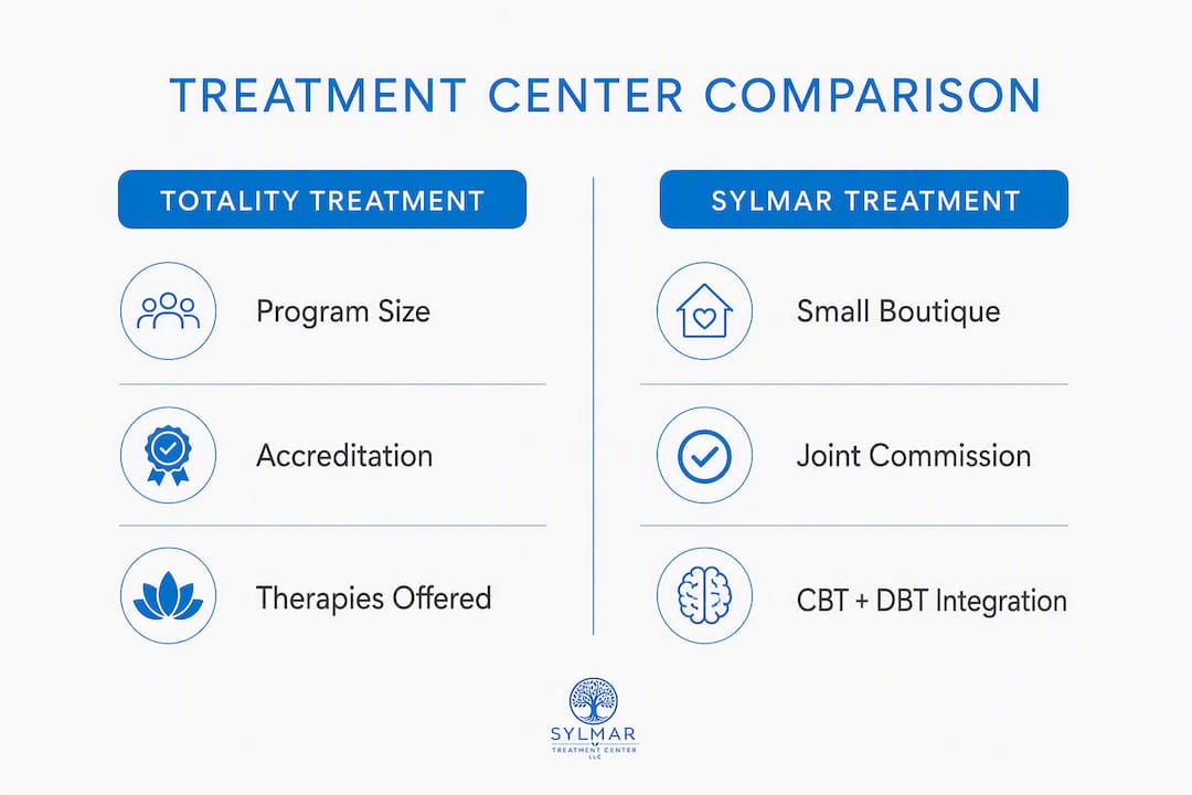 Infographic comparing two residential treatment centers