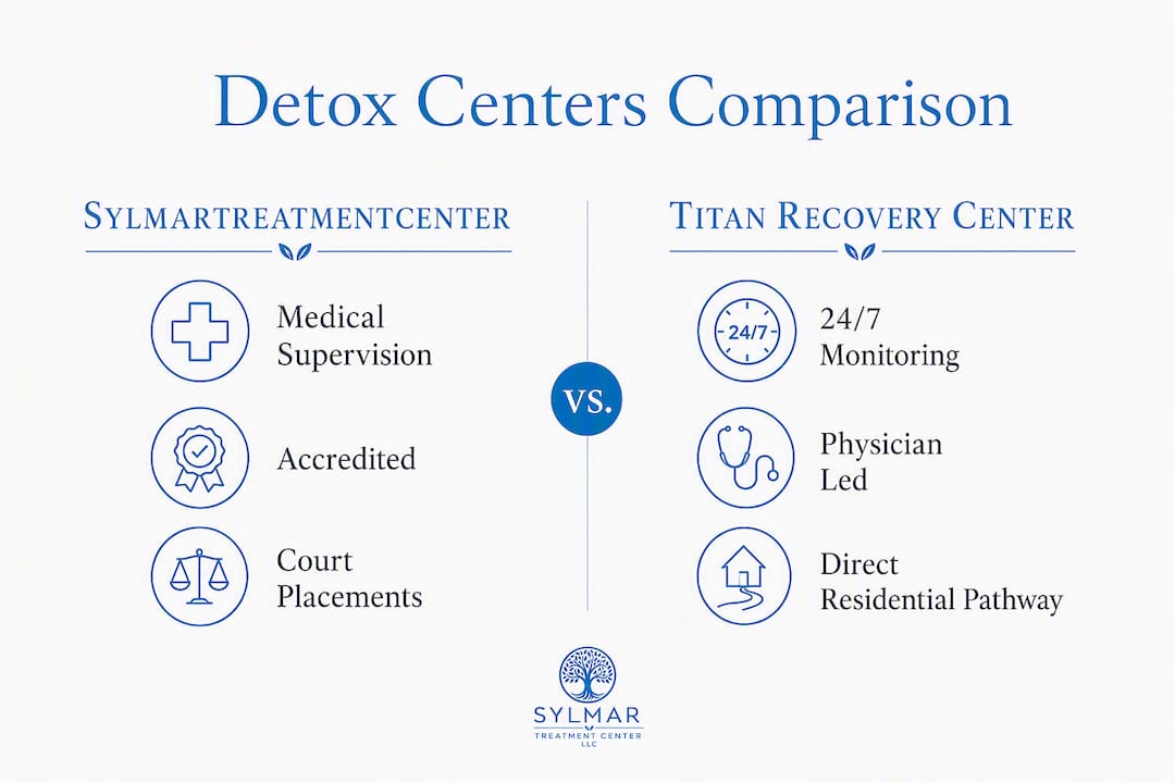 Infographic comparing clinical features of detox centers