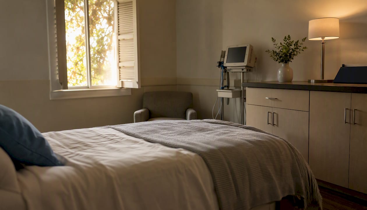 Calm patient room in residential detox