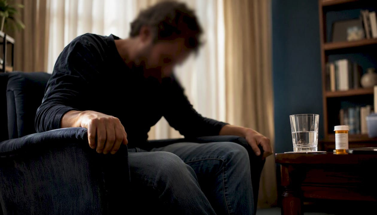 Person coping with ketamine withdrawal in home setting