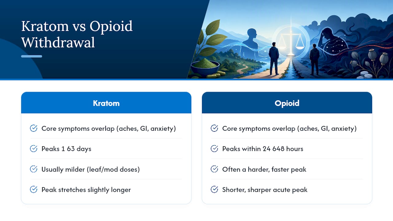 Kratom and opioid withdrawal comparison