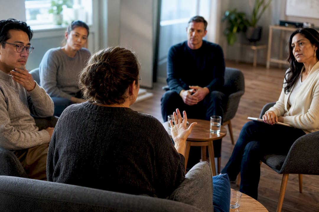 Peer support group meeting together