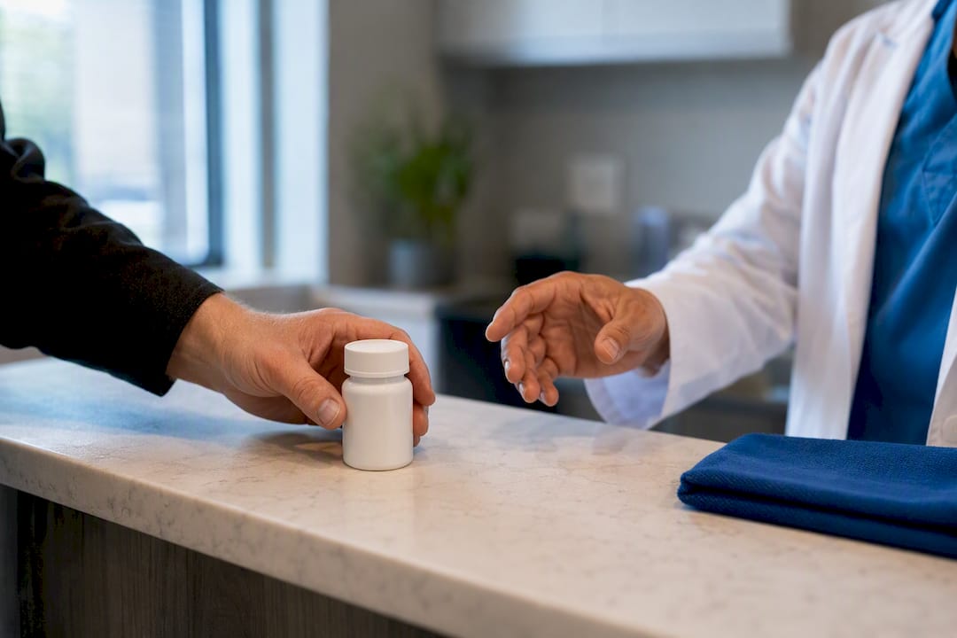 Anonymous supplement bottle brought for medical evaluation