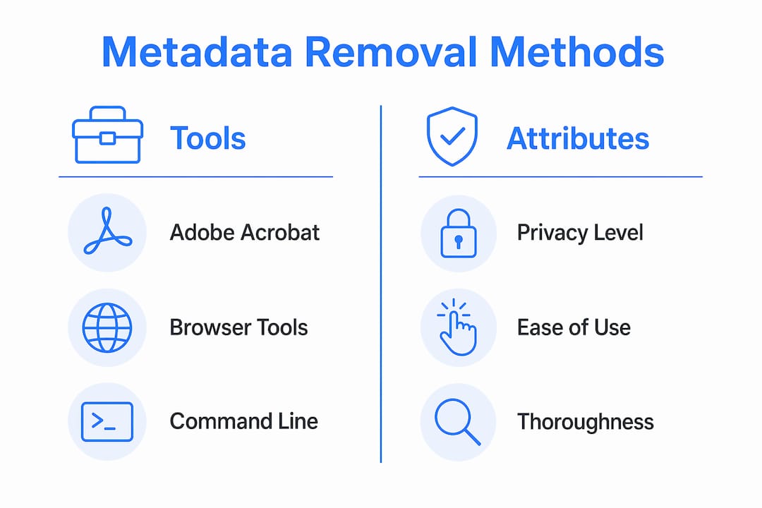 Infographic comparing methods of PDF metadata removal