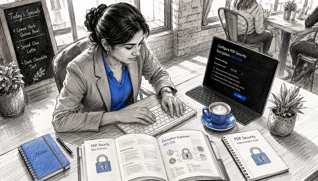 Professional typing at office desk