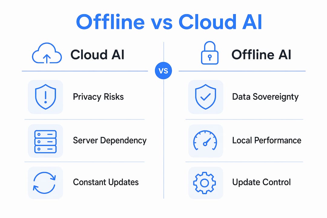 Infographic comparing offline and cloud AI image editing