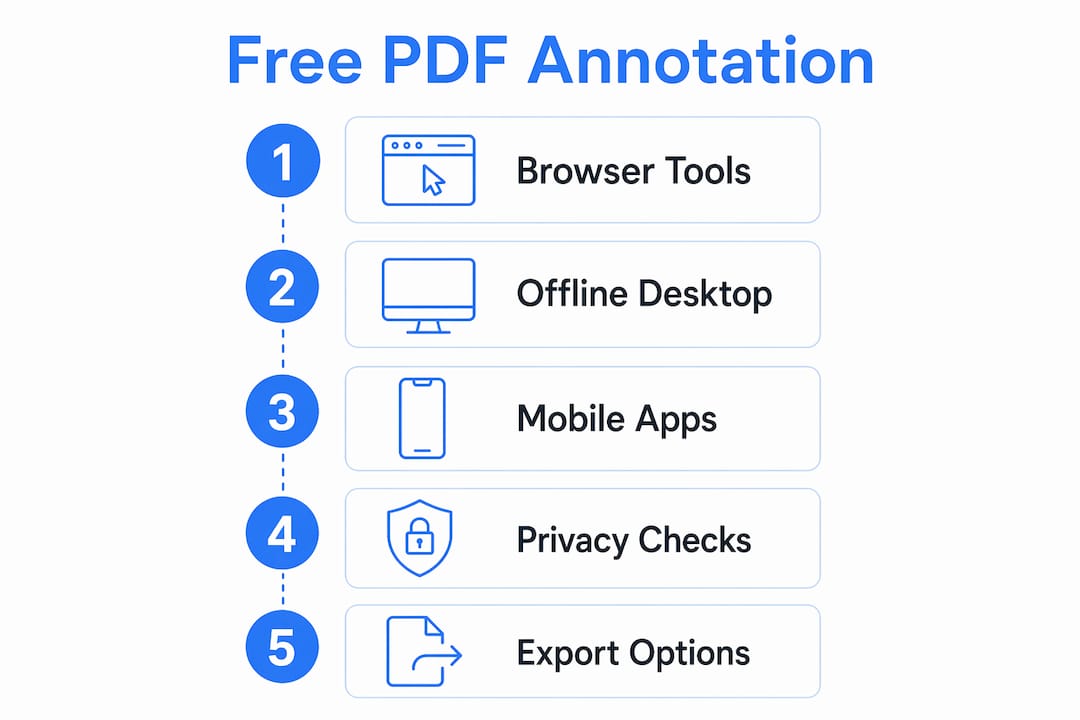 Infographic showing free PDF annotation methods