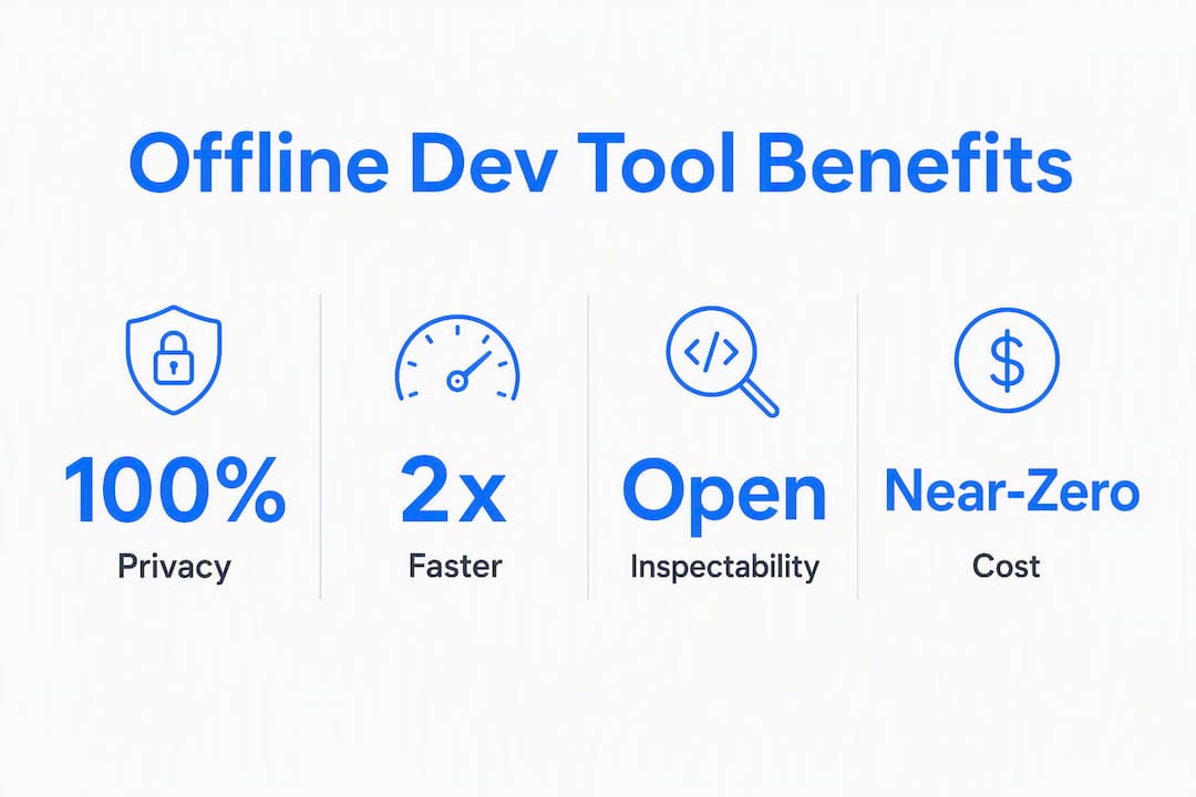 Infographic showing benefits of offline dev tools