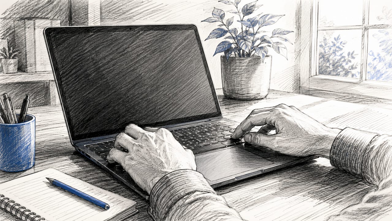 Hands adjusting GIF aspect ratio on dark laptop
