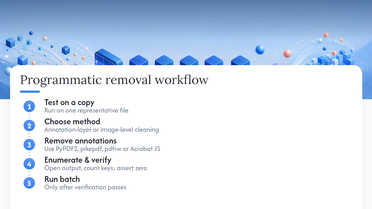 Programmatic removal: scripts and batch workflows for developers — overview diagram