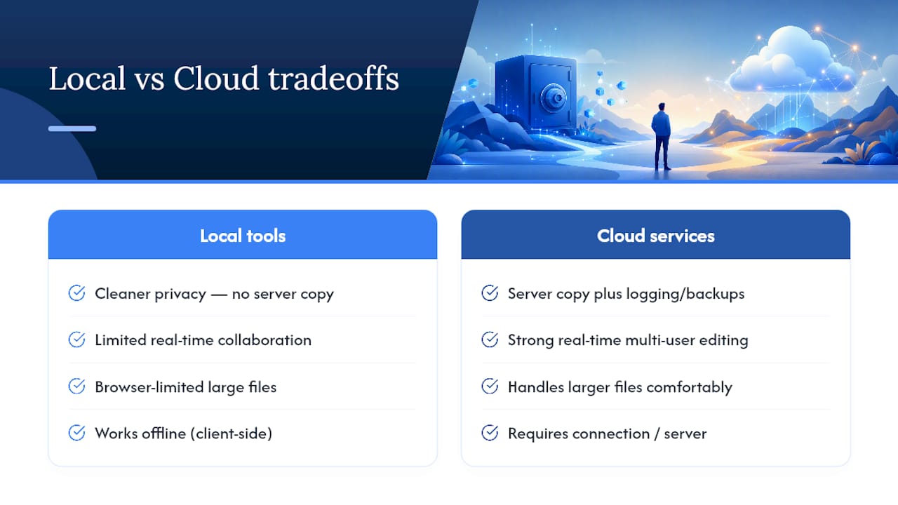 Comparison diagram local tools versus cloud services
