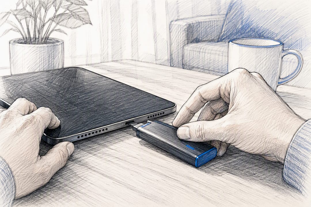 Hands disconnecting external drive for local file safety