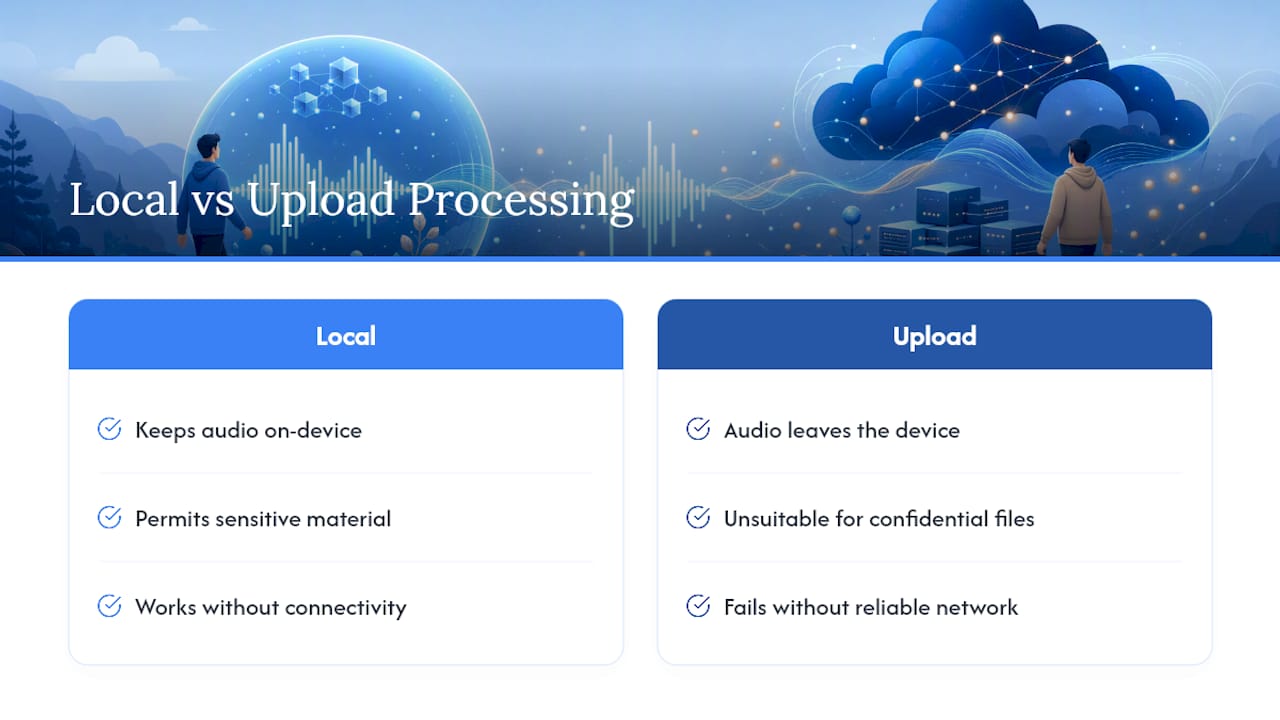 Why Local Processing Changes What's Possible With Sensitive Audio — overview diagram