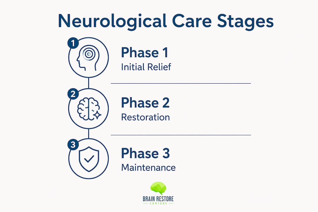 Infographic showing phases of neurological chiropractic care