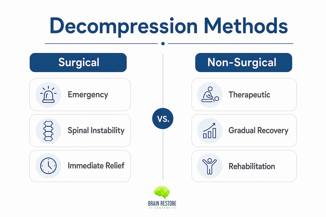 Infographic comparing surgical and non-surgical spinal decompression