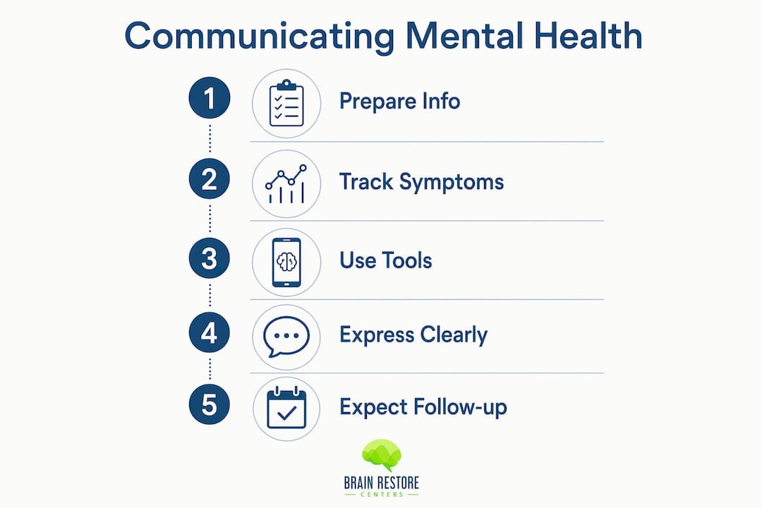Infographic showing steps to communicate mental health effectively