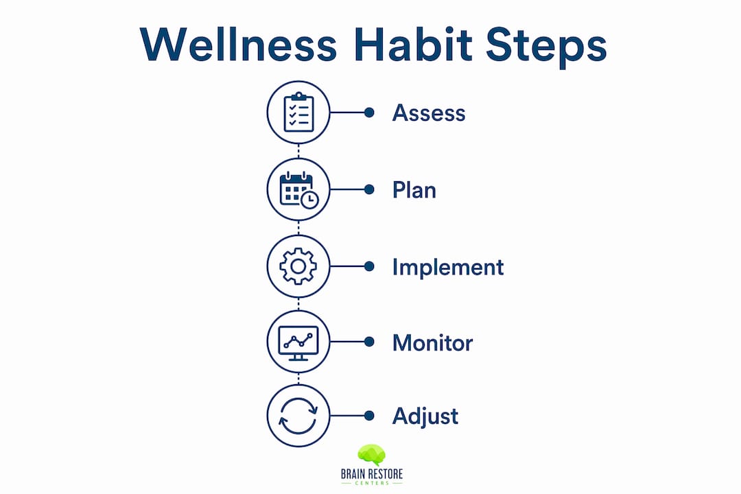 Infographic illustrating sustainable wellness habit steps