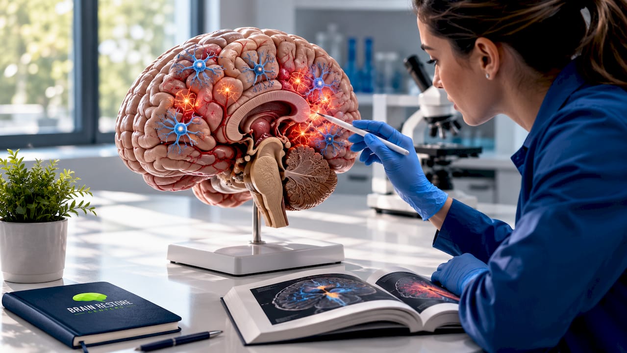 3D brain model highlighting microglia cells
