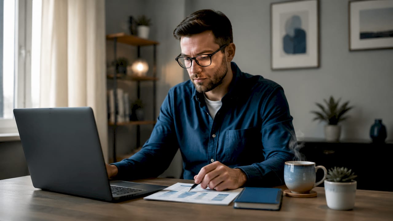 Man planning gradual return-to-work schedule at office