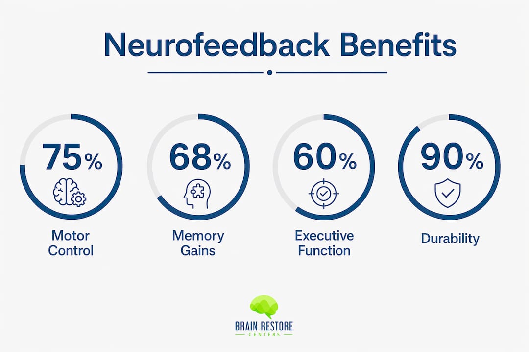 Infographic showing neurofeedback research statistics