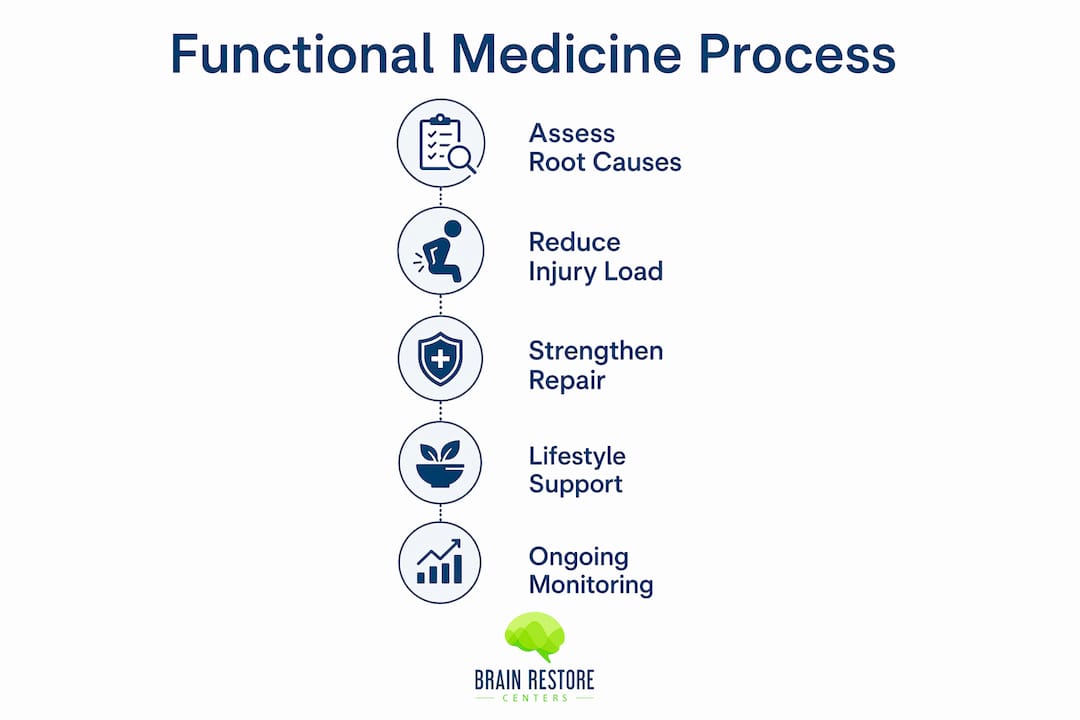 Infographic illustrating functional medicine process steps