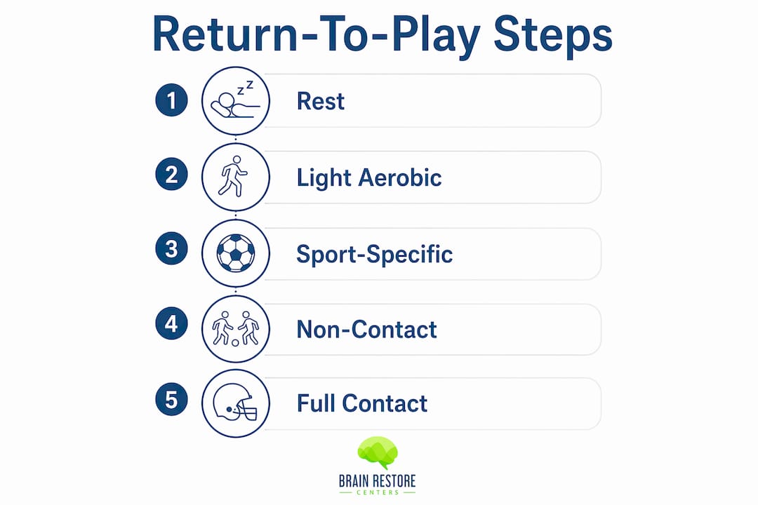 Infographic outlining return-to-play protocol steps