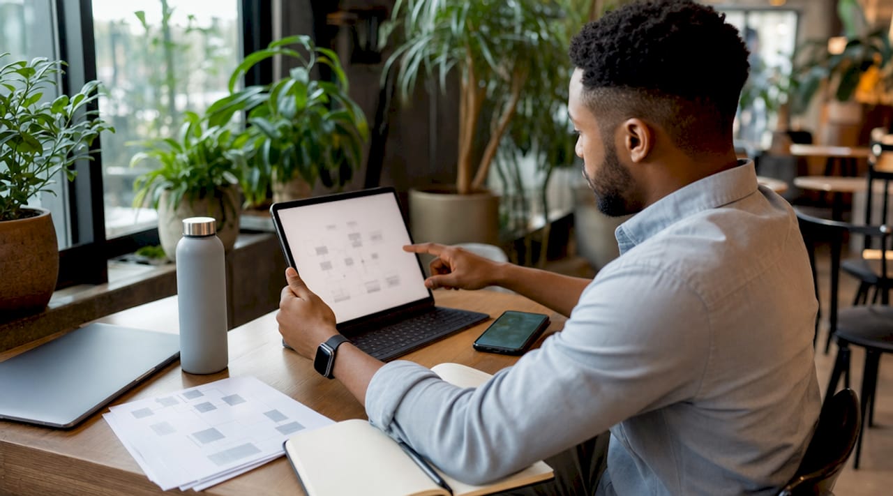 Developer comparing mobile and web delivery processes