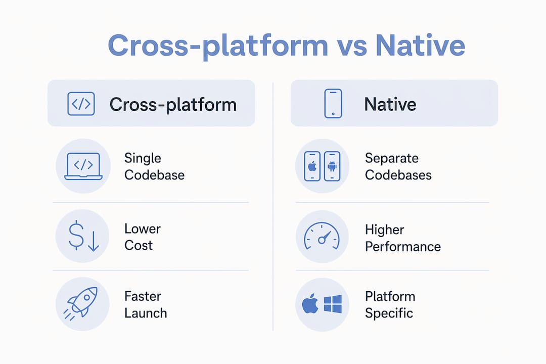 Infographic comparing cross-platform and native app development