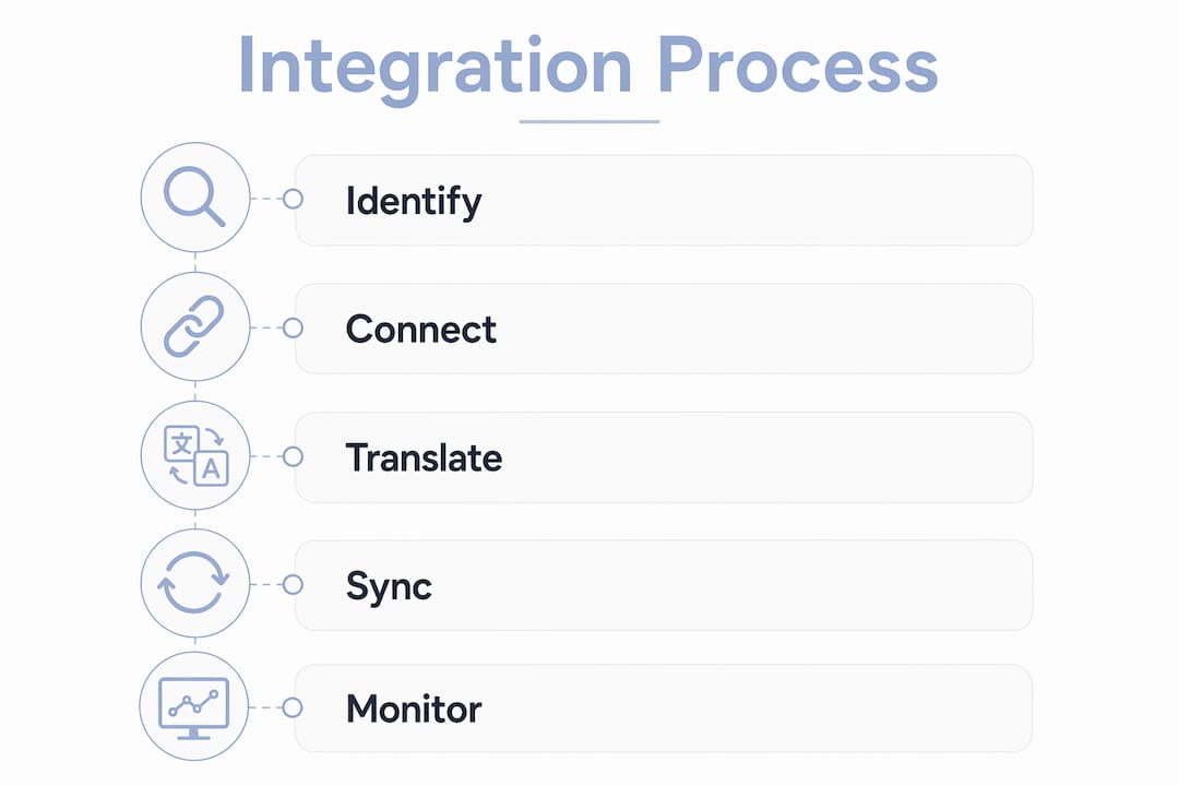 Infographic illustrating web app integration steps