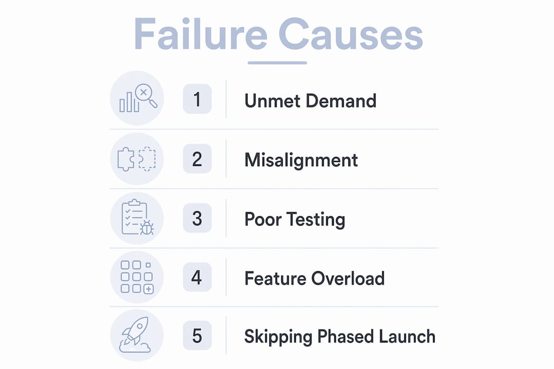 Infographic illustrating top reasons for app launch failure